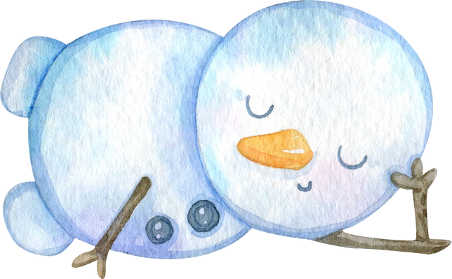 Watercolor winter illustration, cute snowman